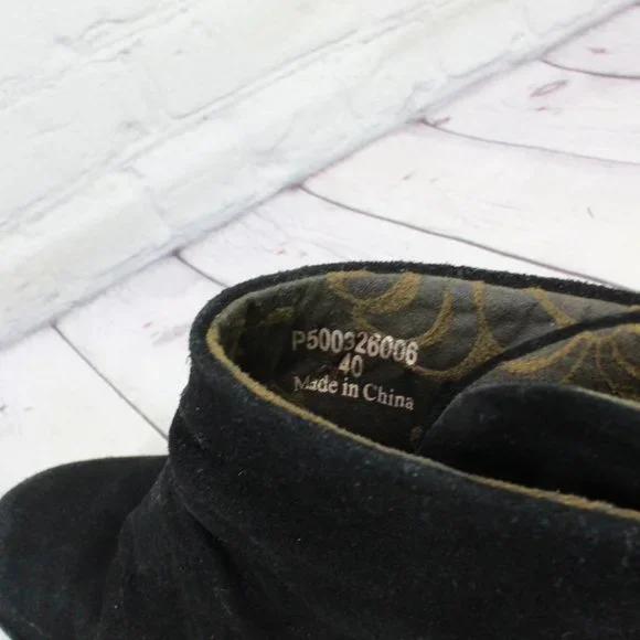 FLY London Yama Black Suede Wedge Ankle Bootie Boot  Size 40 US 10 - Picture 7 of 9
